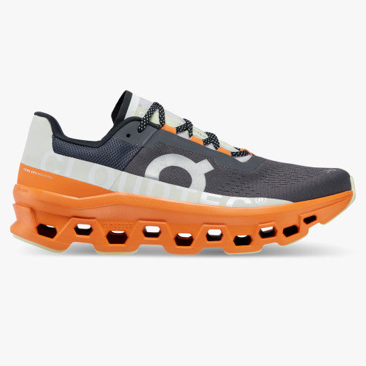A monster of a sensation meets big performance in the Men's Cloudmonster from On. It features a light, durable and temperature resistant midsole that comes in a bold rocker shape, making the shoe very efficient despite the cushioned feel.  The soft sockliner and upper turn recycled materials into next-gen comfort so you're ready to run wild. 