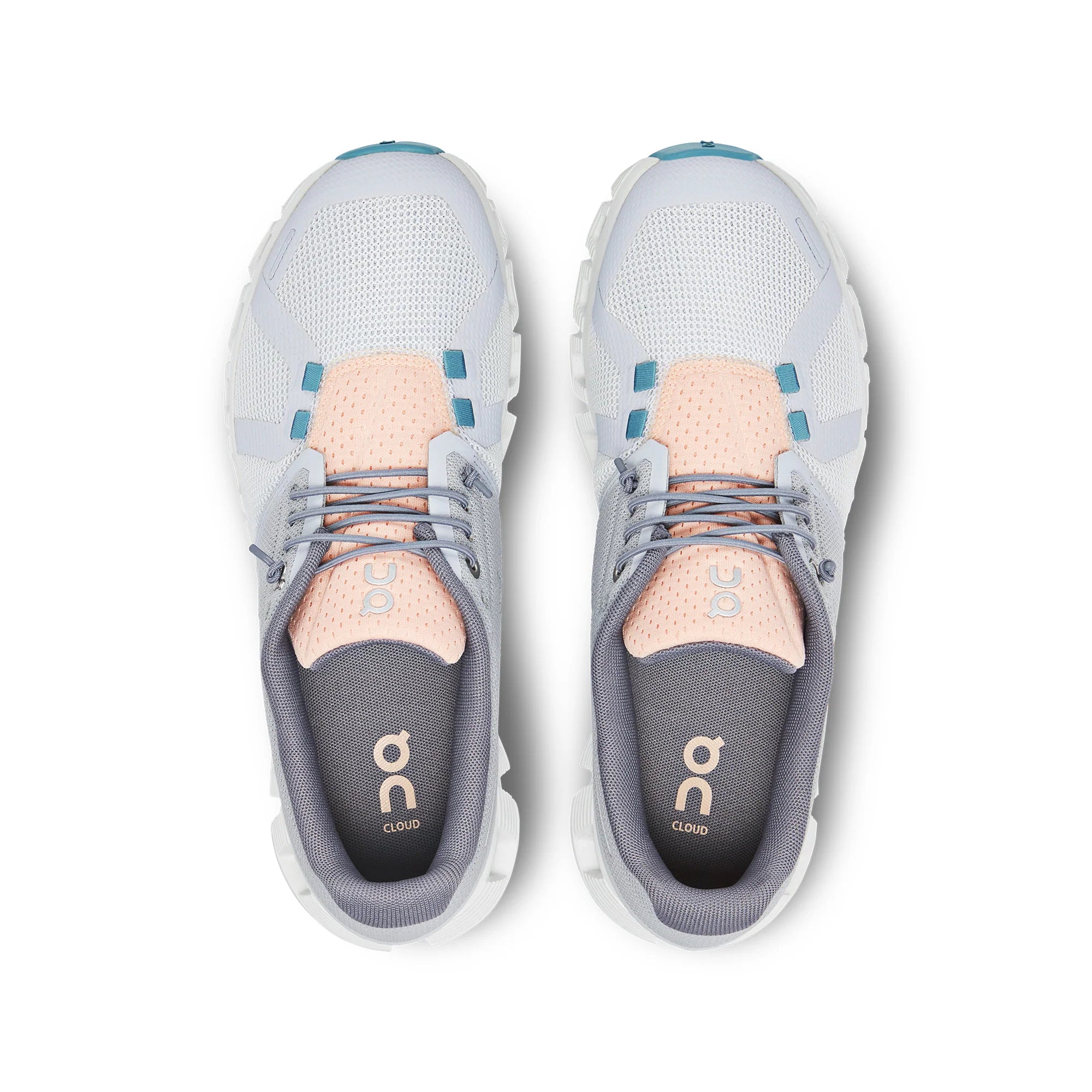 Top view of the Women's ON Cloud 5 Push in the color Glacier/Undyed White