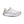 These kids shoes from adidas have 3 stripes and are mostly white and grey.