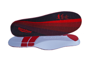 Stock image of the Conforma Alto Insole designed for a high arch profile in black and red