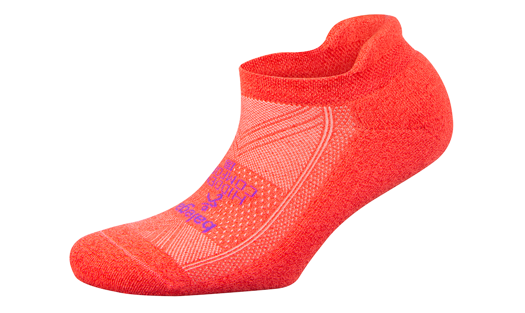 Lateral view of the Balega Hidden Comfort No Show Sock in the color cherry.