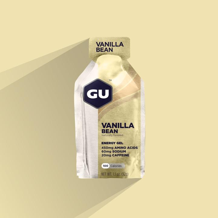 Front view of the GU Energy Gel in Vanilla Bean 