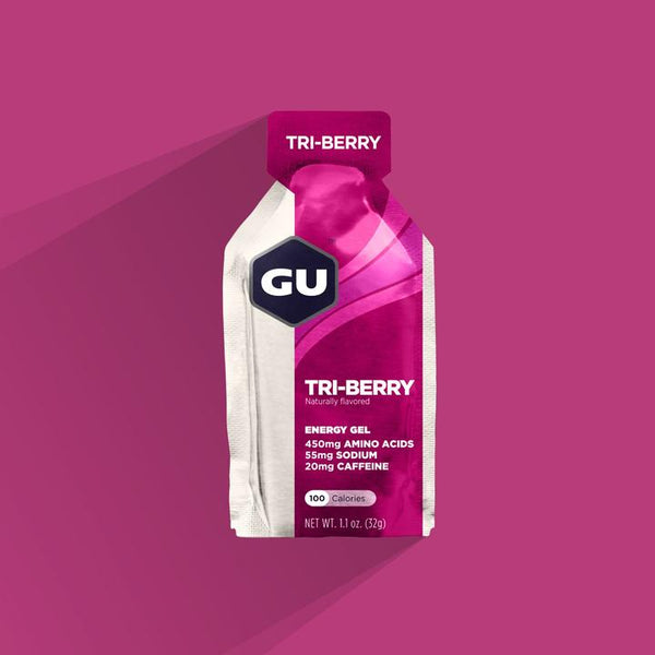 Front view of the GU Energy Gel in Tri Berry