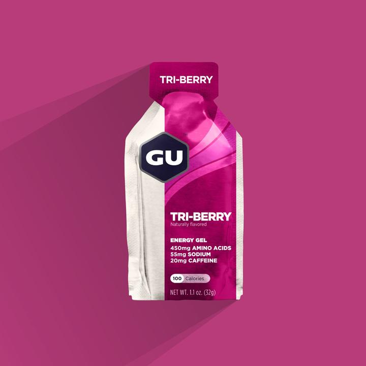 Front view of the GU Energy Gel in Tri Berry