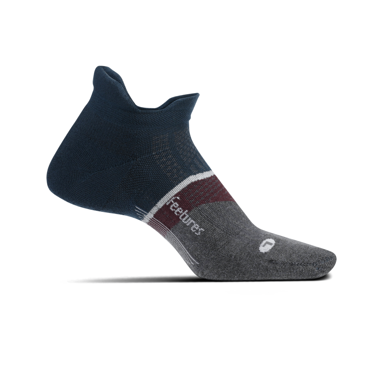 Medial view of the Feetures Elite Ultra Light sock in the color French Blue Navy.