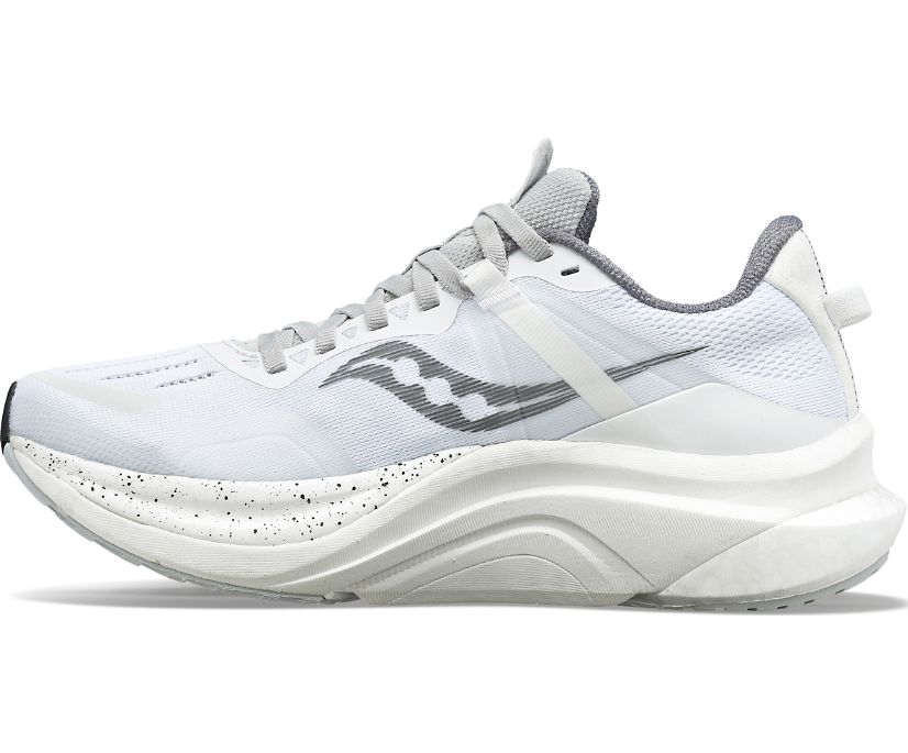 Medial view of the Women's Saucony Tempus in White/Black