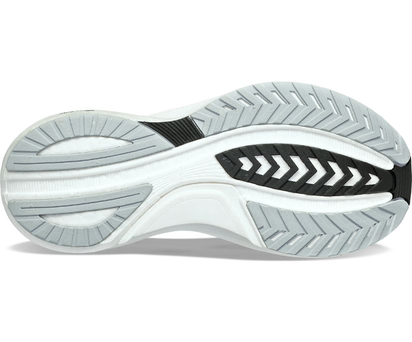 Bottom (outer sole) view of the Women's Saucony Tempus in White/Black