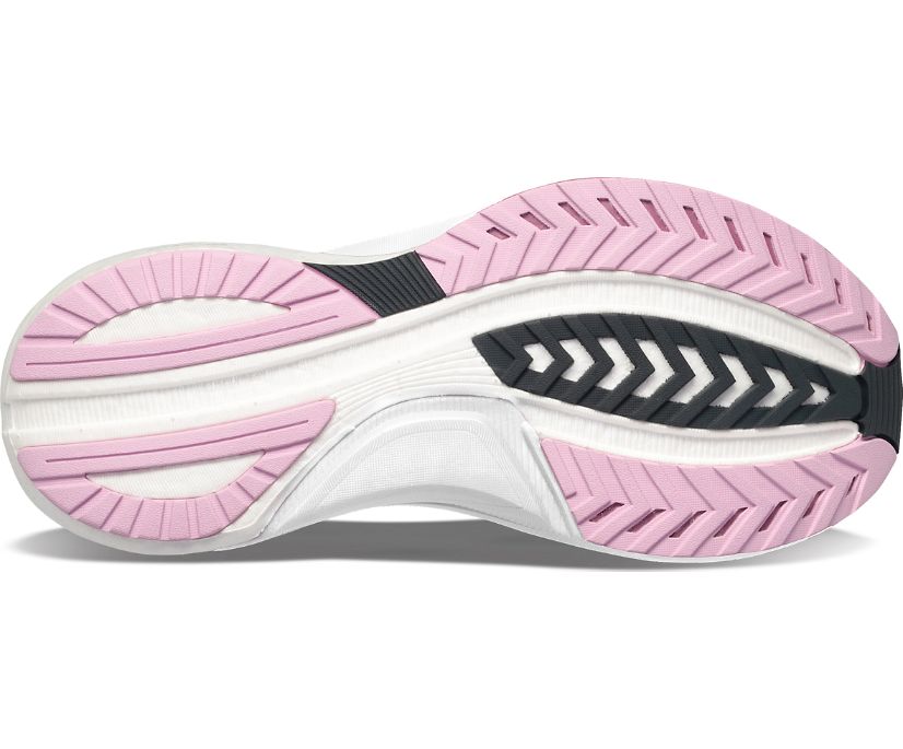 Bottom (outer sole) view of the Women's Saucony Tempus in the wide "D" width, color Alloy/Quartz