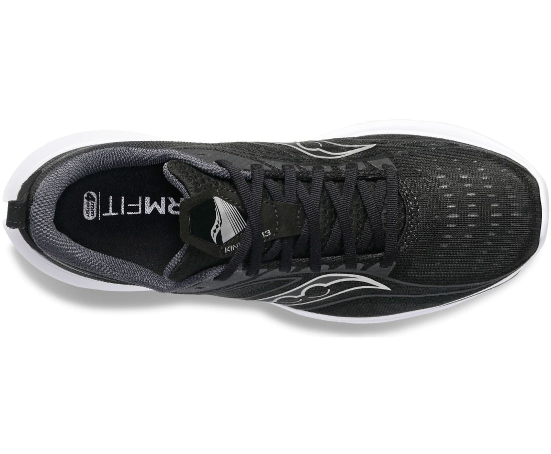 Top view of the Women's Kinvara 13 by Saucony in the color Black/Silver