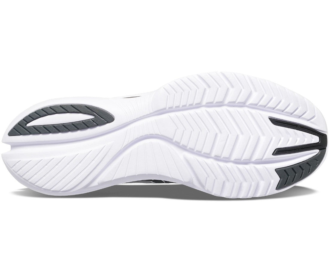 Bottom (outer sole) view of the Women's Kinvara 13 by Saucony in the color Black/Silver