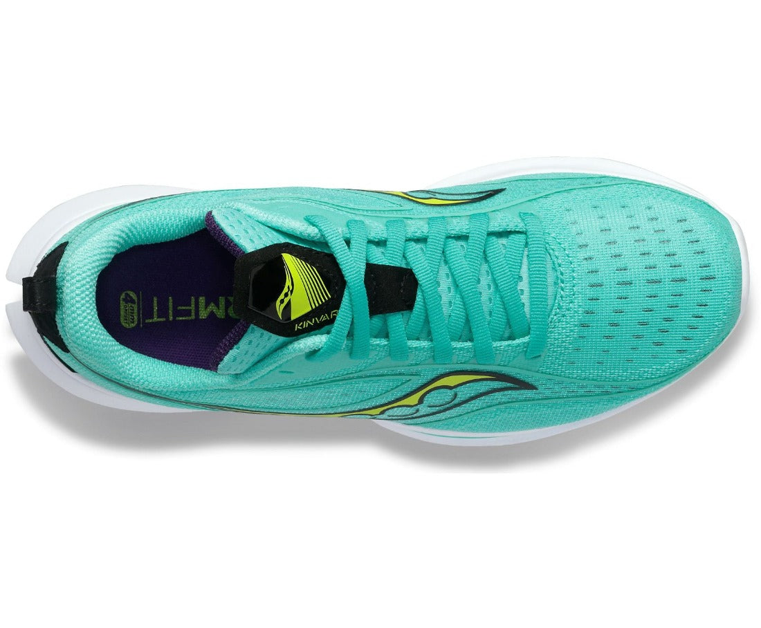 Top view of the Women's Kinvara 13 by Saucony in Cool Mint/Acid