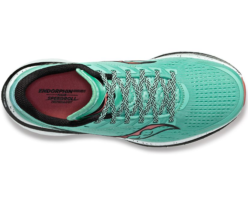 Top view of the Women's Endorphin Speed 3 by Saucony in the color Sprig/Black