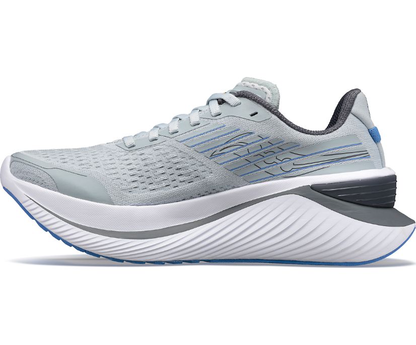 Medial view of the Women's Endorphin Shift 3 by Saucony in the color Granite/Horizon