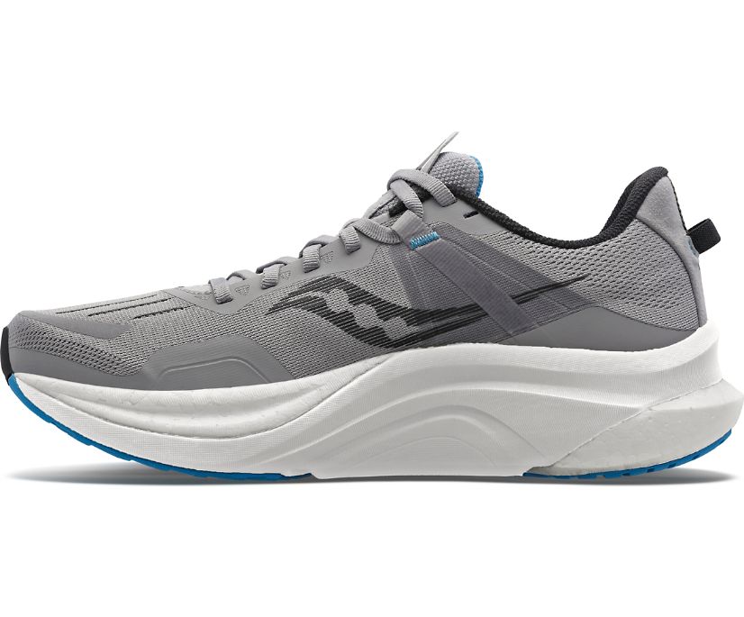 Medial view of the Men's Saucony Tempus in the wide "2E" width, color Alloy/Topaz
