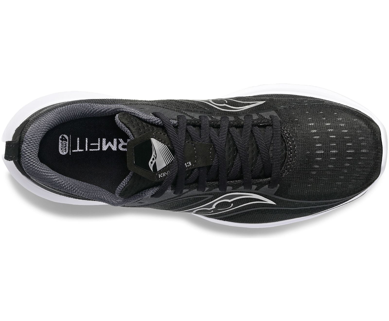 Top view of the Men's Kinvara 13 by Saucony in Black/Silver