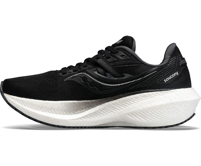 Medial view of the Men's Saucony Triumph 20 in the color Black/White