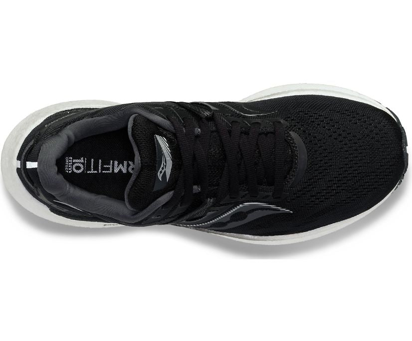 Top view of the Men's Saucony Triumph 20 in the color Black/White