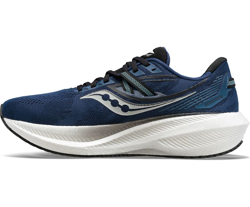 Medial view of the Men's Triumph 20 by Saucony in the color Twilight/Rain