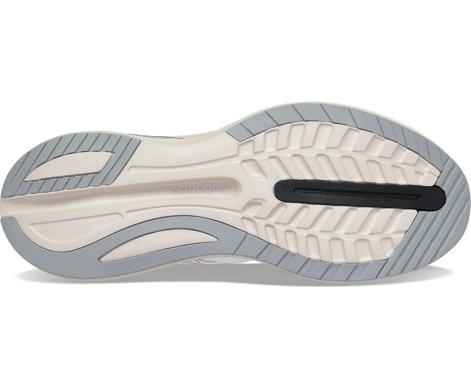Bottom (outer sole) view of the Men's Endorphin Shift 3 by Saucony in the color White/Sand