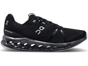 Lateral view of the Women's ON Cloudsurfer in all Black