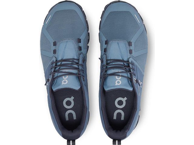 Top view of the Men's Cloud 5 Waterproof by ON in the color Metal / Navy