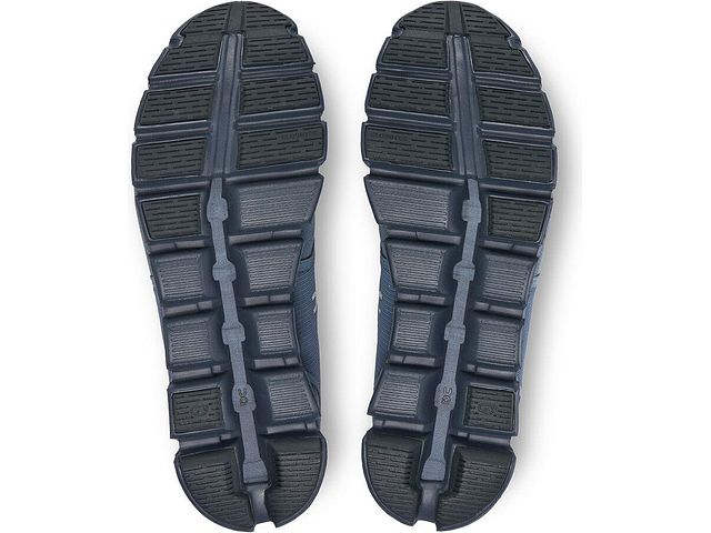 Bottom view of the Men's Cloud 5 Waterproof by ON in the color Metal / Navy