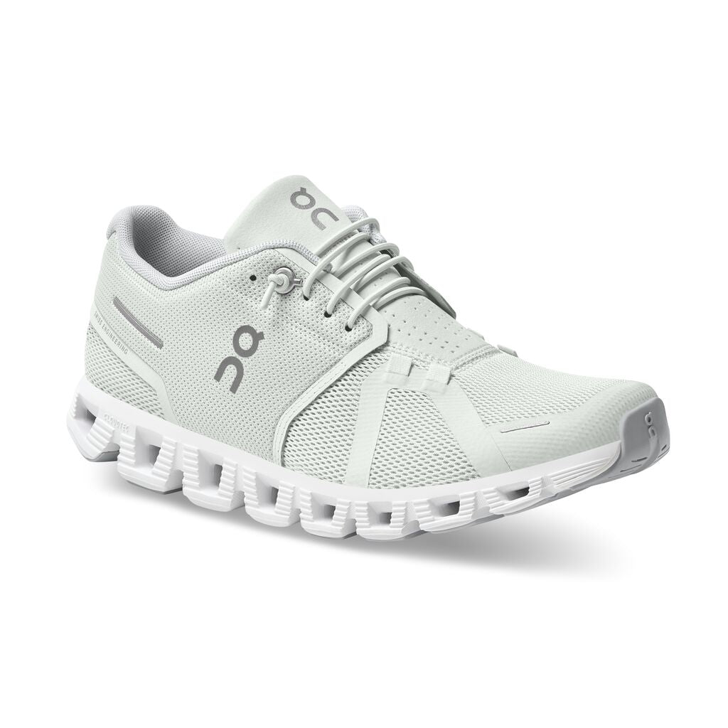 Side view of On women's Cloud 5 in white