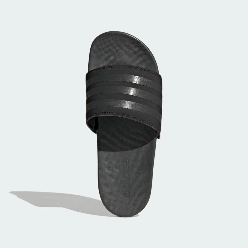 Top view of the Women's Adidas Adilette Comfort Slides in Core Black