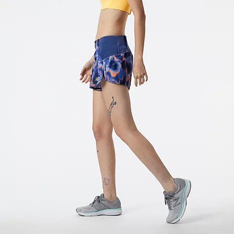 Side view of the NB Women's Impact 3" Printed Short in the color Night Sky