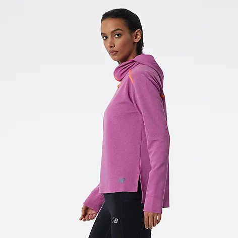 Side view of the Women's Q Speed Shift Hoodie in the color Magenta Pop Heather