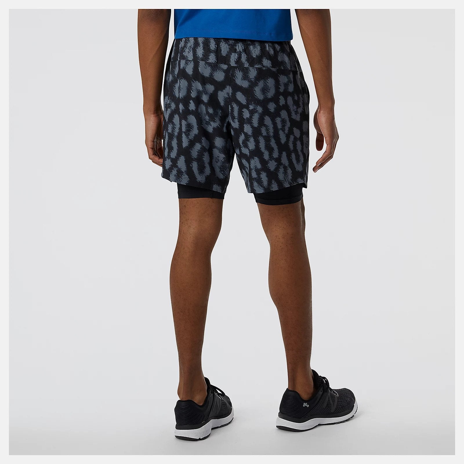 Back view of the R.W. Tech Printed Men's 2-in-1 Short in Black