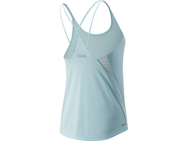 Back view of the Women's Impact Run Tank by New Balance in Pale Blue Chill