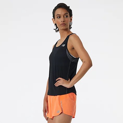 Side view of the Women's Impact Run Tank by New Balance in Black