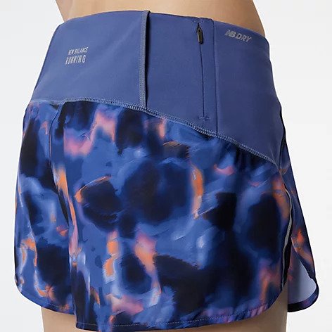 Detailed side view of the NB Women's Impact 3" Printed Short in the color Night Sky