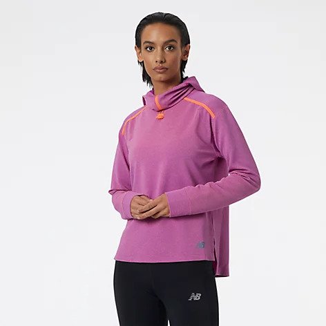 Front view of the Women's Q Speed Shift Hoodie in the color Magenta Pop Heather