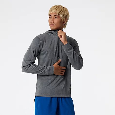 Front view of the Men's Tenacity Hooded 1/4 Zip in the color Light Aluminum