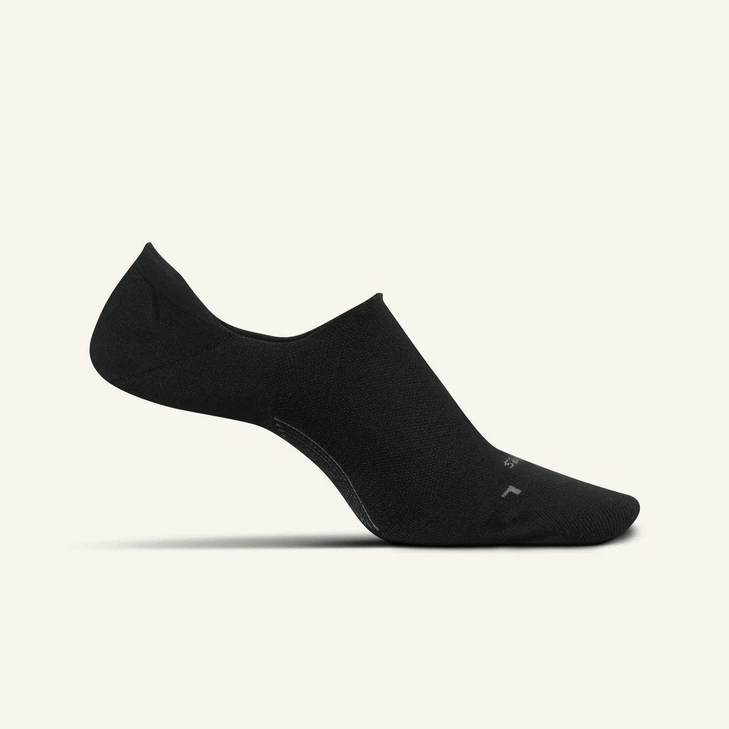 Medial view of the Feetures Women's Hidden Sock in the color black