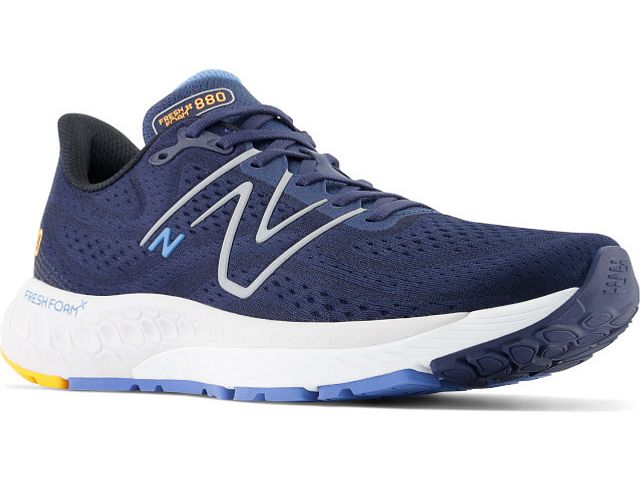 Front angle view of the Men's New Balance 880 V13 in the color NB Navy