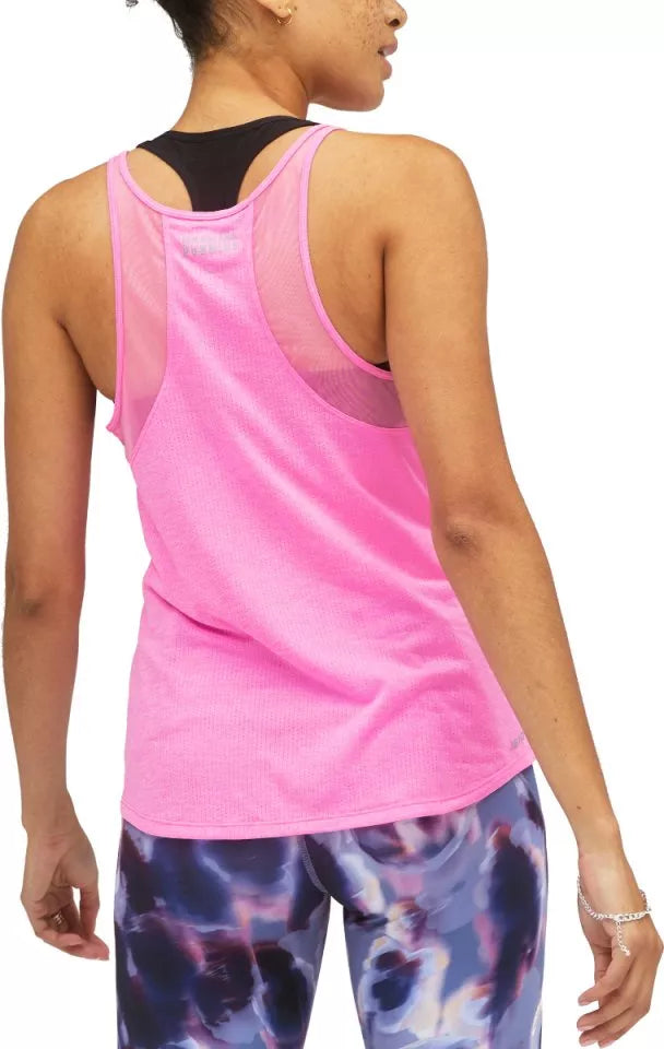 Back view of the Women's Printed Impact Run Tank by New Balance in Pink