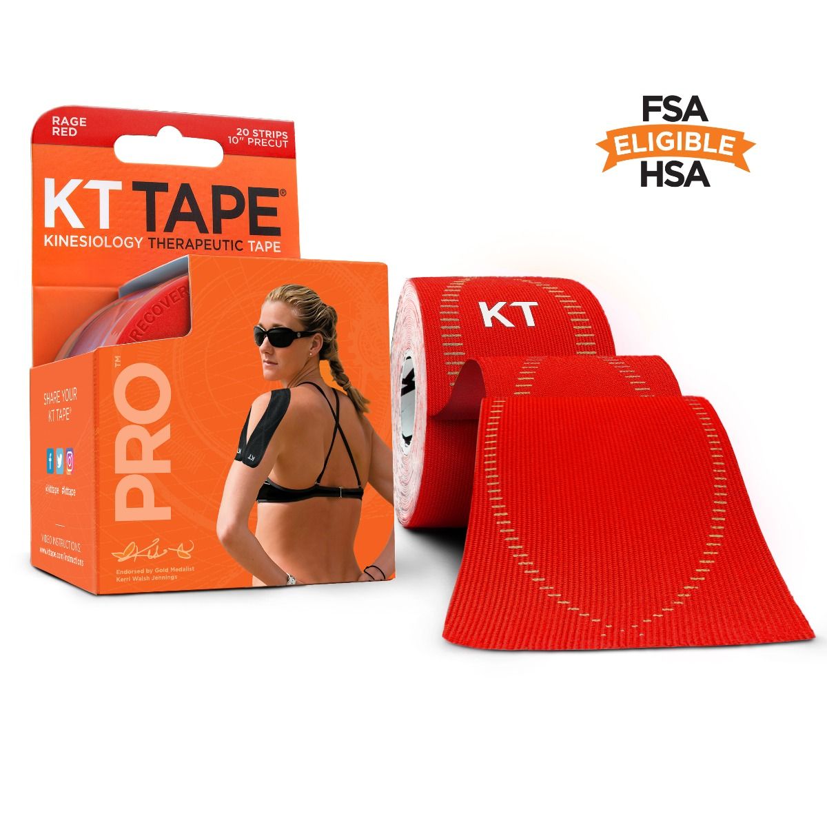 Image of the KT Tape Pro and it's packaging in the color Red