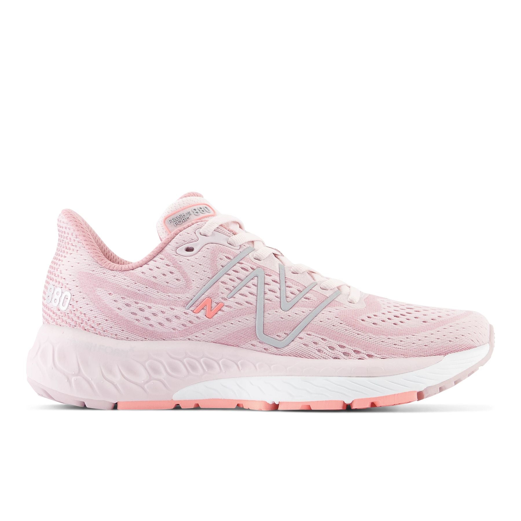 Lateral view of the Women's New Balance 880 V13 in the color Stone Pink
