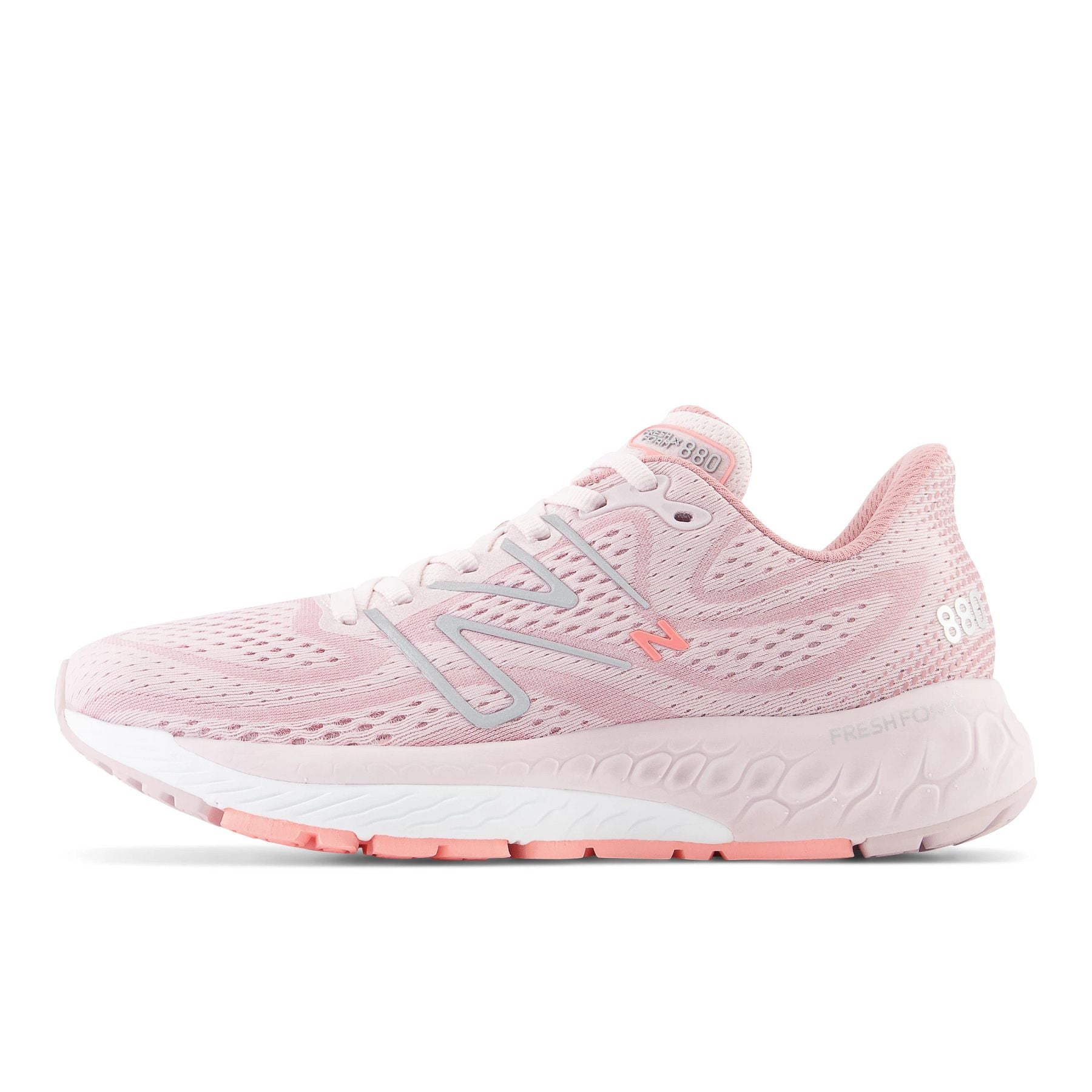 Medial view of the Women's New Balance 880 V13 in the color Stone Pink