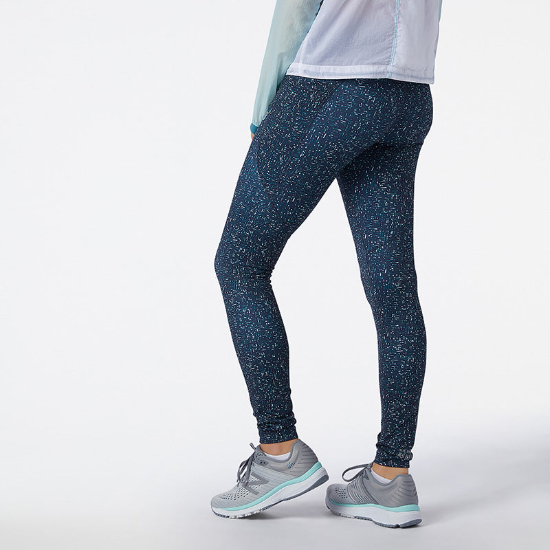Side view of the Women's Printed Impact Run Tight in the color Mountain Teal