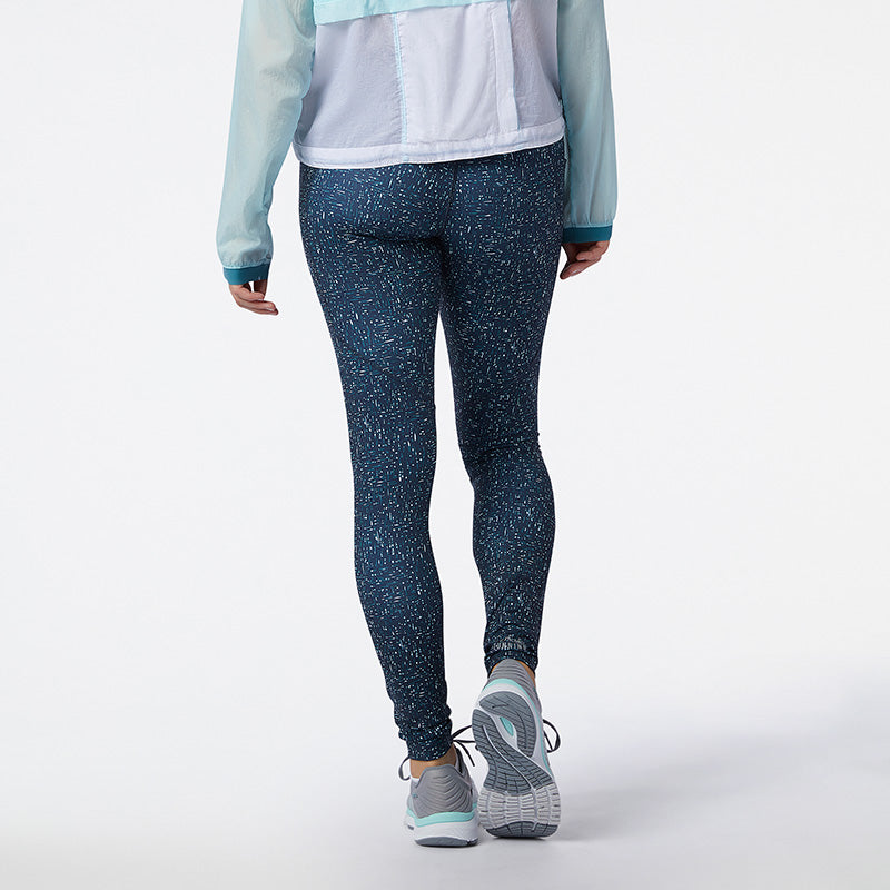 Back view of the Women's Printed Impact Run Tight in the color Mountain Teal