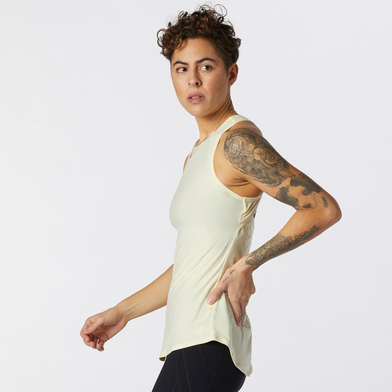 Side view of the Women's Transform Perfect Tank in Clear Yellow