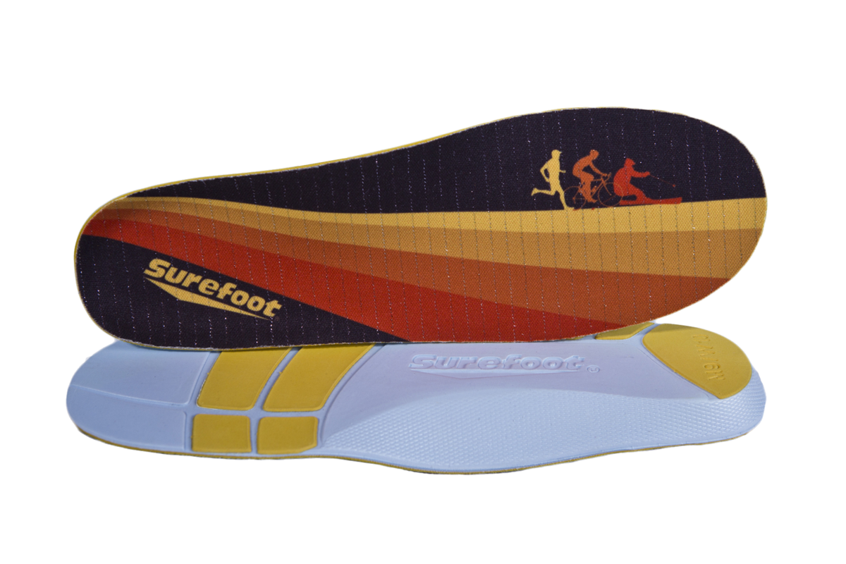 Image of the Conforma Basso low arch Insole by Surefoot in Orange/Black