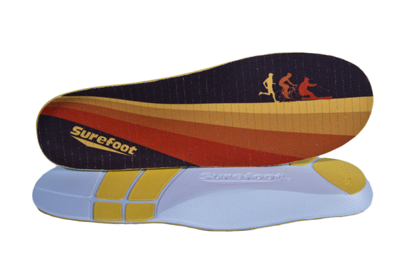 Image of the Conforma Basso low arch Insole by Surefoot in Orange/Black